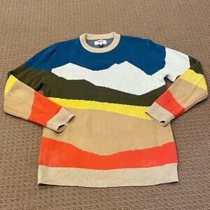 Multicolor Mountain Design Crewneck Sweater